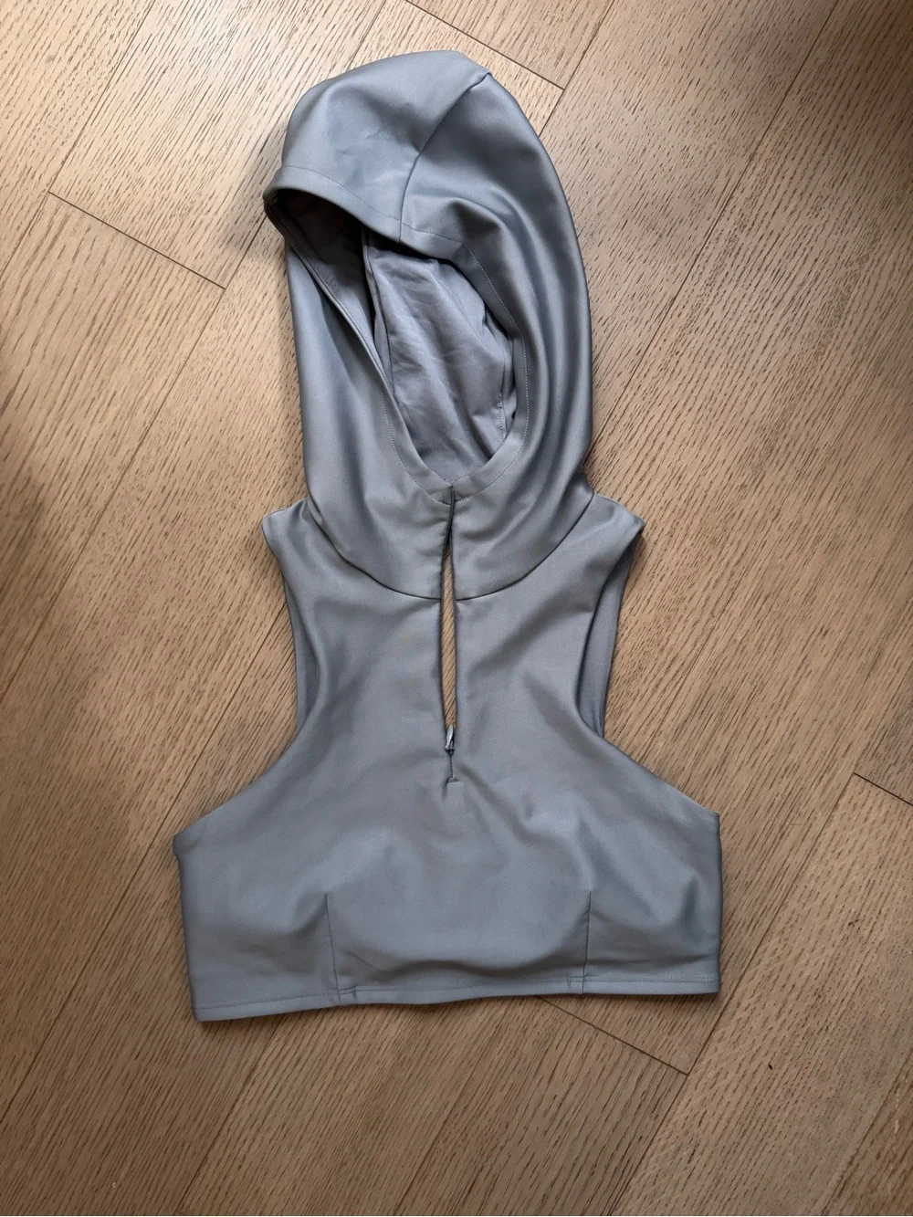 ALO Yoga Gray Hooded Sports Bra